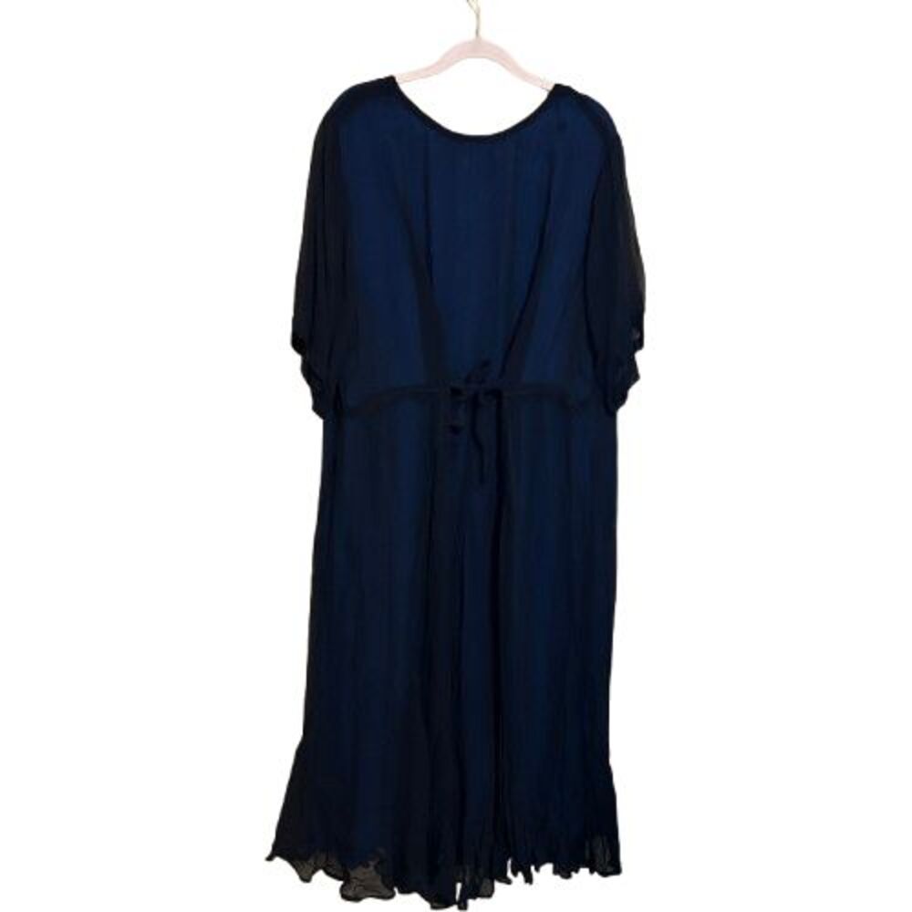 VTG Y2K Nostalgia Beaded Chiffon Overlay Maxi Dress 1X Blue Celestial Whimsygoth - Picture 2 of 9